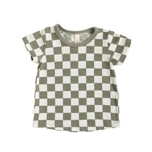 Childhoods | basic tee vetiver checkerboard